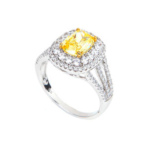 Anillo llamativo de Plata de Ley 925 de lujo para mujer con ajuste de garra de Zirconia cúbica joyería de moda SR88203 - Product Image 2