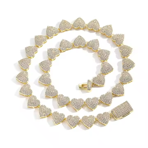 Lujo 10MM 925 Plata Moissanite diamante Iced Hip Hop moda collar corazón forma clavícula cadena para hombres mujeres compromiso - Product Image 2