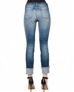 Pantalones vaqueros de algodón transpirables de invierno de cintura media para mujer de primera calidad con cordones, Vaqueros elásticos cómodos con ajuste elegante, diseño OEM disponible - Product Image 5