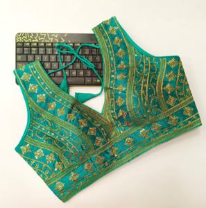 Tissu moderne Fentam Hevi Silk Strach Blouse Ready to Blouse A Froent Open Pattern and Beautiful Knot Summer - Product Image 2