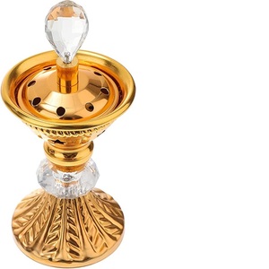 Hot Selling Product Metal Incense <b>Burner</b> Golden Trophy Shaped With Base <b>Side</b> Crystal Ashes Catcher Incense Holder for Home - Product Image 6