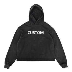 Venta al por mayor personalizado hombres llano en blanco de gran tamaño pulóver 100% algodón peso pesado Streetwear Terry francés sudaderas con capucha - Product Image 6