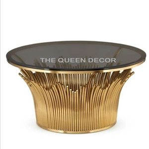 Mesa central de mármol blanco moderna para sala de estar, diseño creativo de hierro con acabado de pata dorada, muebles para el hogar de estilo clásico - Product Image 2