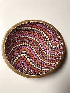 Cuenco esmaltado de madera de mango hecho a mano con diseño floral de acuarela azul Cuenco para servir Ensalada De Madera rústica - Product Image 3