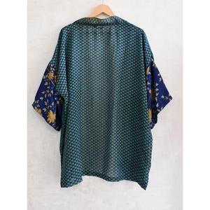 Kimono Boho de Talla Grande, Hecho a Mano, de Seda, Informal, Floral, Transpirable, para Otoño, Largo hasta la Rodilla - Product Image 4