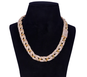 Collier en argent sterling avec pendentifs style hip-hop en moissanite VVS1, passe le testeur de diamants, chaîne cubaine bicolore à coupe baguette - Product Image 1