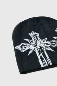 Fabrication sur mesure avec logo Bonnets imprimés sur toute la surface Designer Bonnets unisexes en acrylique de haute qualité en tricot Jacquard Mohair - Product Image 2