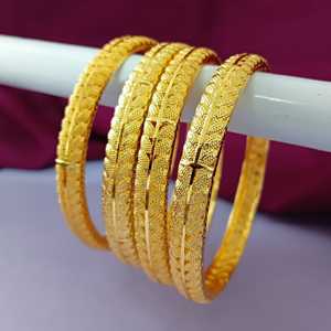 Pulsera nupcial tradicional con diseño de hoja chapada en oro indio, brazalete de boda de estilo Dubái, mayorista indio, joyería para mujer - Product Image 2