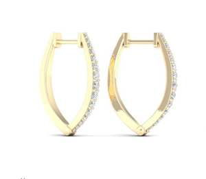 Elegantes Pendientes de Aro en Forma de V con Baño de Rodio en Oro Amarillo de 18K, Diamante Cultivado en Laboratorio EF VVS, Joyería Clásica para Uso Diario y Bodas - Product Image 4