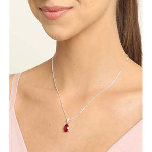 Pendentif en forme de larme rouge sang en argent sterling 925 plaqué rhodium avec zircone suisse, cadeau pour femmes et filles - Product Image 3