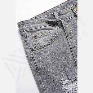 Jeans de Mezclilla Rasgados para Hombre, Transpirables, de Alta Calidad, para Invierno y Otoño, con Logotipo Personalizado, Lavado Vintage, Pierna Recta, Estilo Apilado, Desgastado, de Secado Rápido - Product Image 5