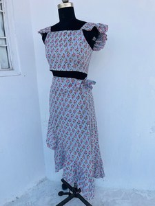 ชุดครอปท็อปและกระโปรงยาวถึงพื้นพิมพ์ลายโบฮีเมียนสุดเซ็กซี่สำหรับงานปาร์ตี้คลับชายหาดฤดูร้อน - Product Image 5