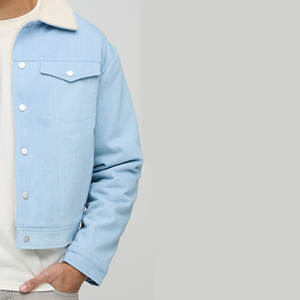 แจ็กเก็ตผ้าเดนิมสำหรับผู้ชายผ้าคอตตอนสำหรับ100% แห้งเร็วพิมพ์ลายสไตล์ไฮสตรีทพร้อมโลโก้ด้านหน้าผ้าแฟชั่น - Product Image 4