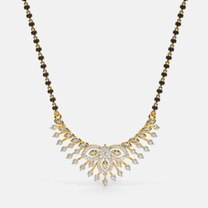 Diseñador Mangalsutra con capa de señal Cuentas negras 14Kt Oro moissanite Diamante brillante Como colgante y ligero - Product Image 1