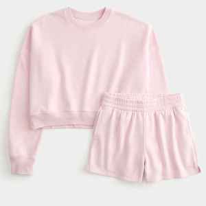 เซ็ตเสื้อวอร์มผู้หญิงฤดูหนาวกางเกงขาสั้นชุดกีฬาลำลองผ้าฟลีซนุ่มใส่สบาย2ชิ้นชุดออกกำลังกายที่บ้านจ๊อกกิ้งทุกวัน - Product Image 6