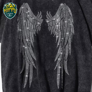 เสื้อยืดผู้ชายระบายอากาศได้อย่างรวดเร็วเปิดไหล่ผ้าโพลีเอสเตอร์/ ผ้าฝ้ายแวววาวแฟชั่นทรงหลวมพร้อมโลโก้พลอยเทียมตามสั่ง - Product Image 6