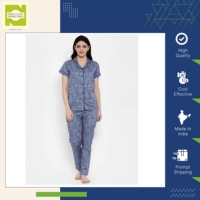 Expérience approfondie dans la fourniture d'un ensemble de pyjama en coton satiné Robe de nuit deux pièces Vêtements de nuit pour femmes du fournisseur indien