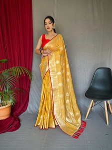 Dernière tenue de créateur Trendy Modern Style Heavy And Beautiful Pure Cotton Saree Blouse With Gold Zari Motifs Work At Cheap Rate - Product Image 5