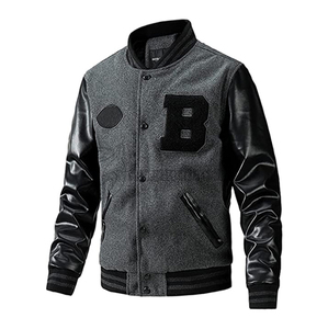 Customized <b>Vintage</b> Casual Letter Print Design Full Sleeve Wool Fabric Stand Baseball <b>Jacket</b> Winter New Air <b>Varsity</b> <b>Jacket</b> OEM - Product Image 5