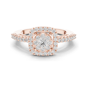 Bague halo en diamant cultivé en laboratoire de 0,632 carats pour femmes, clarté VVS-VS EF, or 18 carats, 14 carats, 10 carats et argent 925, rose, jaune, blanc - Product Image 1