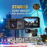 Caméra embarquée double objectif Full HD TFT WiFi GPS avec vision nocturne Sony Star, grand angle 140° et contrôle par application pour le stationnement