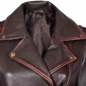 Servicio OEM Chaqueta de cuero de moda Camel Color teñido Chaquetas de cuero de las mujeres Chaquetas de cuero de calidad superior de encargo - Product Image 5