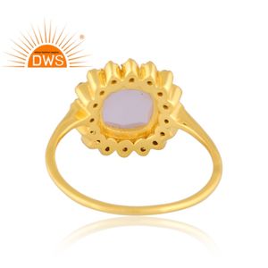 Dernier modèle Bague empilable en argent sterling plaqué or avec pierre de lune naturelle Cz et arc-en-ciel Fabricant de bijoux fins Demi - Product Image 4