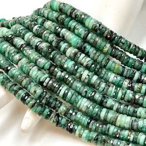 Pierre précieuse émeraude verte naturelle taille de coupe 6-8mm perles brin perles à facettes de qualité supérieure pierre précieuse de guérison pour la fabrication de bijoux - Product Image 2