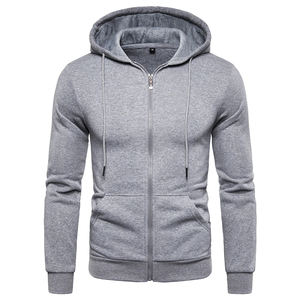 Sudadera con Capucha Personalizada Gris con Cremallera Completa para Hombre, Chaqueta de Forro Polar de Algodón Grueso de 400 g/m², Sudadera con Capucha y Cremallera, Ropa Urbana, Fabricante OEM - Product Image 1