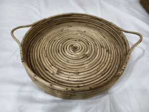 ถาดเสิร์ฟหวายดีไซน์ไม่ซ้ําใครพร้อมอุปกรณ์เลี้ยงวันเกิดทรงกลมอาหารจอแสดงผลถาดเสิร์ฟอุปกรณ์โรงแรมและงานปาร์ตี้ - Product Image 2