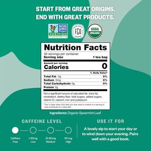 Thé aux feuilles de menthe verte biologique FGO, 40 sachets, sachets de thé écologiques - Product Image 3