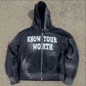 เสื้อสวมหัวปักเทอร์รี่สำหรับผู้ชายเสื้อมีฮู้ดโอเวอร์ไซส์ผ้าฟรองไหล่ตก - Product Image 2