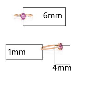 Bague en or 14 carats avec saphir rose naturel, saphir rose taille ovale, bague sertie de diamants baguette effilés, or jaune, or rose, or blanc - Product Image 5