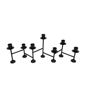 Bougeoir décoratif en fer à 6 bras avec socle support de pilier de bougie de couleur or pour la décoration de mariage à la maison et de table - Product Image 2