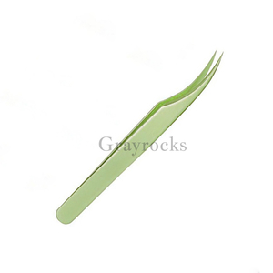 Pince à épiler en acier inoxydable de style lune incurvée verte GE-5555-93 de Gray Rocks, logo personnalisé pour l'extension de cils, volume fait à la main - Product Image 4