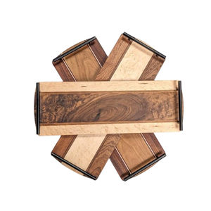 Plateau de service en bois de conception tendance plateau en bois de qualité supérieure avec poignées en métal pour vente chaude accessoires de cuisine pour la maison - Product Image 2