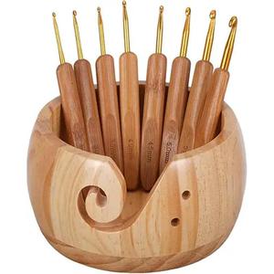 High Quality Eco-friendly Original OEM Accept Knitting Accessories Bamboo Wooden Yarn Bowl Without Lid with <b>Hooks</b> - Product Image 4