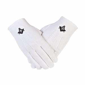 Gants maçonniques de la meilleure qualité, couleur blanche, gants 100% coton, gants maçonniques Regalia avec logo personnalisé - Product Image 1