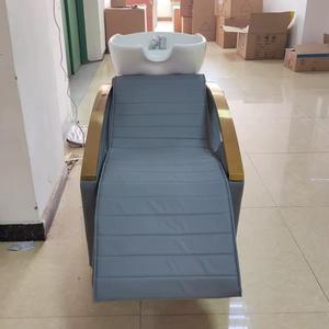 Fauteuil de lavage moderne noir pour salon de coiffure et spa, avec structure métallique durable, lavabo facile à nettoyer, revêtement en cuir PU, mobilier commercial pour coiffure - Product Image 6