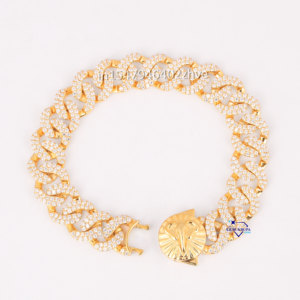 Hot Selling Custom Design Cuban <b>Bracelet</b> for <b>Men</b> <b>925</b> Sterling <b>Silver</b> Lab Grown Diamond with D VVS Clarity Pass Diamond Tester - Product Image 1