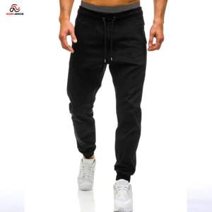 Pantalon de jogging pour hommes de couleur noire et unie Pantalon de survêtement de haute qualité pour hommes Pantalon de jogging décontracté Street Wear Fournisseur de pantalons de jogging - Product Image 1