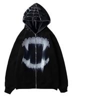 Sweat à capuche d'hiver personnalisé pour homme, fermeture éclair intégrale, logo brodé en strass, style designer, coton de haute qualité, vêtement tendance