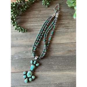 Bobby Johnson Sonoran Gold Turquoise Sterling Silver Cluster Necklace <b>Set</b> - Product Image 4