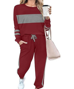 Ensemble de survêtement athlétique 2 en 1 en velours respirant pour femmes automne motif solide sweat à capuche zippé rayures Logo pantalon de survêtement à capuche tenue - Product Image 1