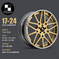 Jantes forgées en 2 parties à 10 rayons dorées 18 19 20 21 pouces 5x112 6061-T6 pour Porsche 911, alliage concave personnalisé, directement de l'usine
