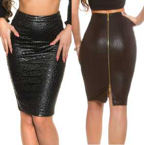 Jupe en cuir véritable taille haute confortable pour femmes Faux cuir extensible pour tenues décontractées Hot Deal pratique naturel - Product Image 1