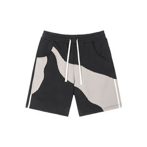 Pantalones cortos de lavado ácido para hombre, ropa informal de algodón con diamantes de imitación de Color negro, pantalones cortos de lavado ácido con apliques - Product Image 6