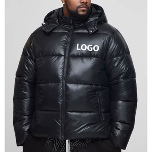 Chaqueta acolchada de alta calidad para hombre, ligera y cálida pluma de pato con cuello de piel sintética, chaquetas acolchadas de burbujas con logotipo personalizado para hombre - Product Image 4