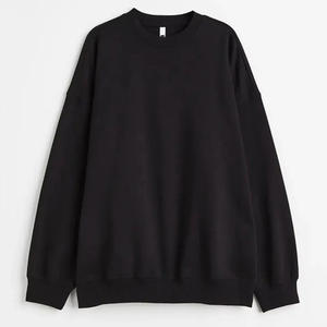 Wholesale Custom Logo Embroidery Printed Blank Oversized Cotton <b>Fleece</b> Solid Color <b>Black</b> Crewneck Breathable Sweatshirts Women - Product Image 2