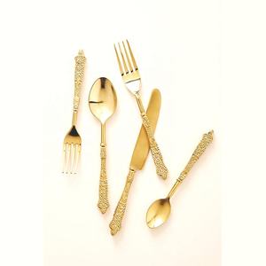 Couverts Royal en acier inoxydable plaqué argent Set de couverts avec manche rond en marbre blanc Set de couverts Royal en acier inoxydable - Product Image 5